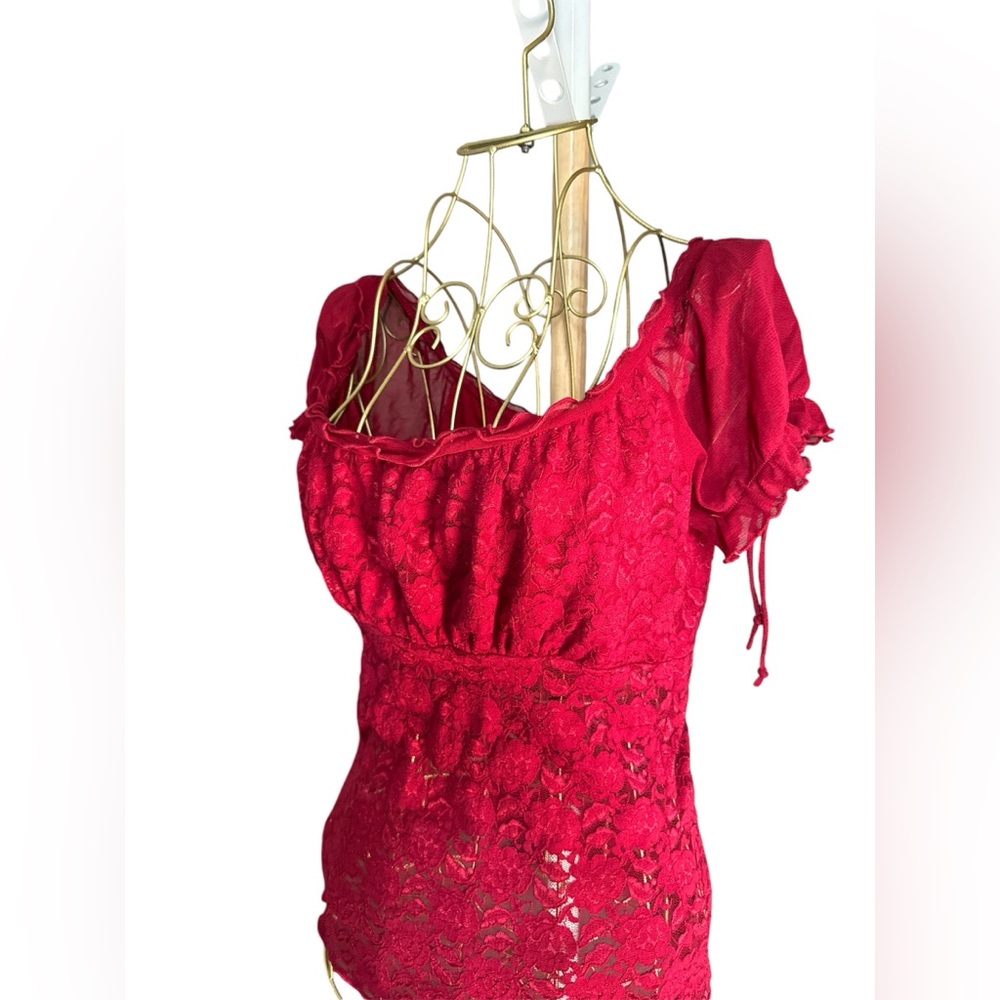 My Michelle Red Lace Top Cute and Beautiful